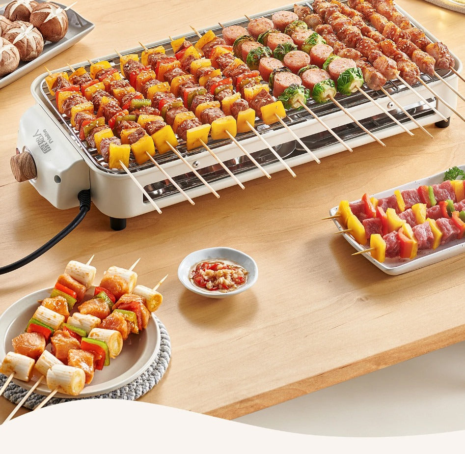 1500W Electric Smokeless BBQ Grill, 2-in-1 Indoor Griddle & Hot Plate