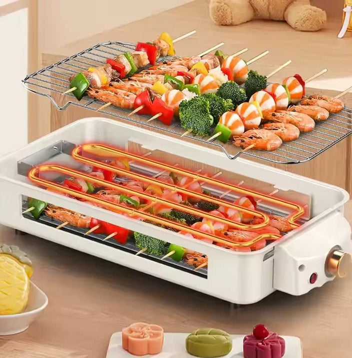 1500W Electric Smokeless BBQ Grill, 2-in-1 Indoor Griddle & Hot Plate