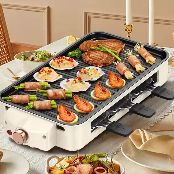 1500W Electric Smokeless BBQ Grill, 2-in-1 Indoor Griddle & Hot Plate